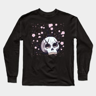 Aesthetic Sakura Skull of Reibirth The Cycle of Life Long Sleeve T-Shirt